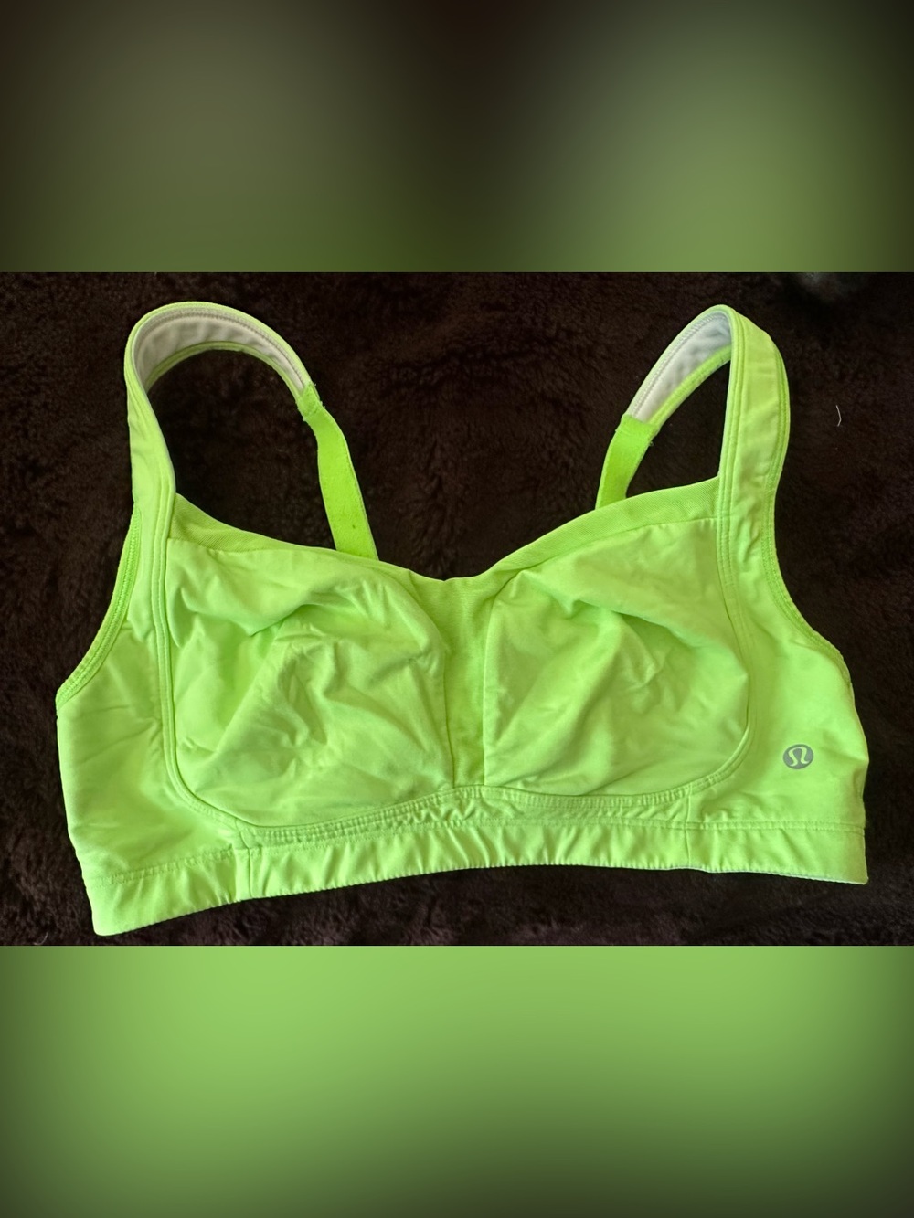 lululemon athletica Neon Lime Green and White Sports Bralette